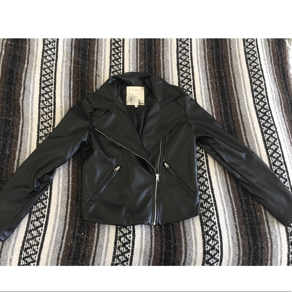 Black Fringe Leather Jacket (S)